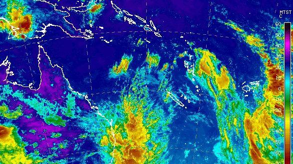 A satellite image of a storm system moving over Queensland, 8 November 2021. Photo from Bureau of Meteorology