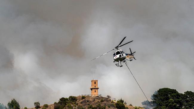 The Green Triangle Fire Alliance chopper combating the blaze. Picture: Tim Rosenthal