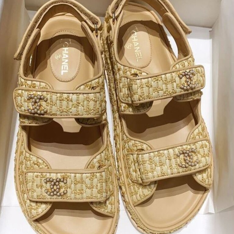 A close-up of her Chanel sandals worth $2020. Picture: Instagram/Mrsphoebeburgess