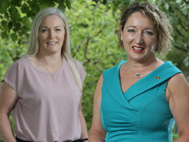 Barossa Hills Fleurieu Local Health Network chief executive Rebecca Graham (right) with her executive assistant Lyn Pascoe. Picture: Emma Brasier.