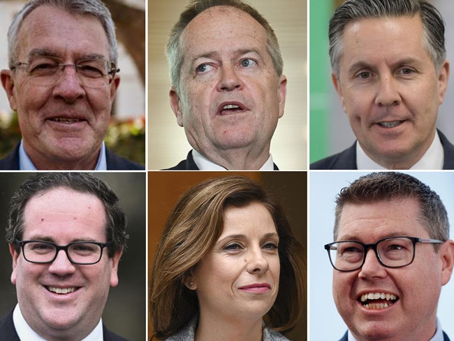 Mark Dreyfus, top left; Bill Shorten, top centre; Mark Butler, top right; Matt Keogh, bottom left; Anika Wells, bottom centre and Pat Conroy, bottom right. Pictures: News Corp