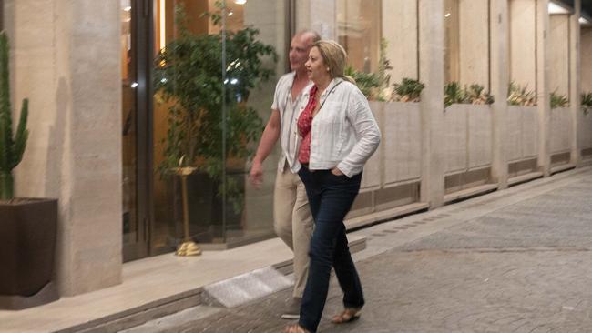 Premier Annastacia Palaszczuk and partner Dr. Reza Adib outside the Royal Continental Hotel in Naples. Picture: Victor Sokolowicz