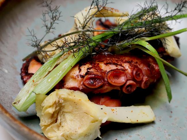 The WA Freemantle octopus with artichoke and fennel dish. Picture: Jenifer Jagielski