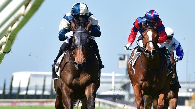 Young Group 1 winning jockey Kyle Wilson-Taylor returns from a snowboarding holiday to ride Odinson to score at Doomben for trainer Ciaron Maher and prominent owner Ozzie Kheir. Picture: Grant Peters, Trackside Photography.,