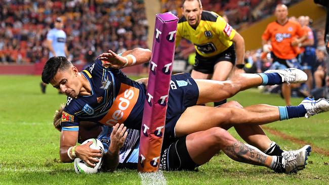 Jesse Arthars comes close to scoring for the second time on debut. Picture: Getty Images