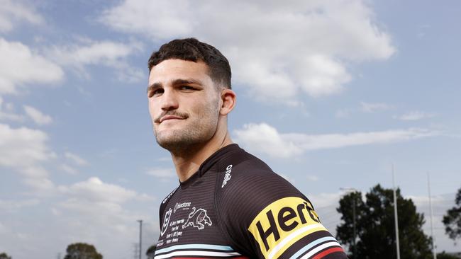 DAILY TELEGRAPH SEPTEMBER 26, 2023. Nathan Cleary ahead of the Penrith Panthers grand final against the Broncos. Picture: Jonathan Ng