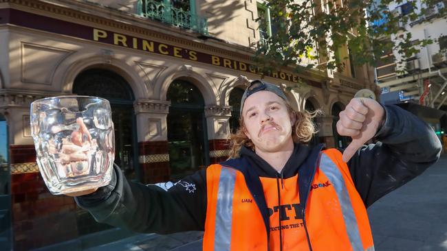 Local construction worker Liam Anson is not in favour of pubs being shut on a Friday afternoon. Picture: Alex Coppel