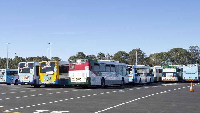 Buses at Transit Systems bus depot at Hoxton Park.