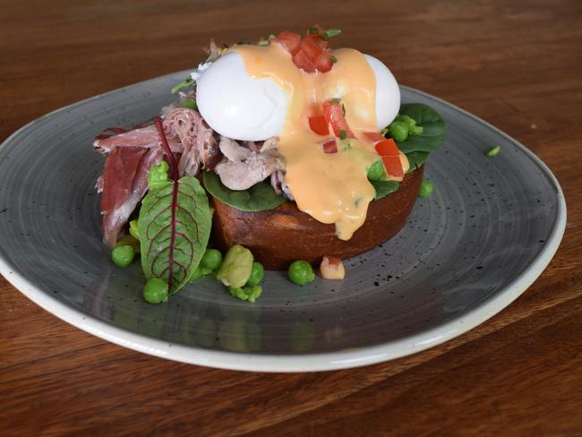 The 12-hour pork benedict dish. Picture: Jenifer Jagielski