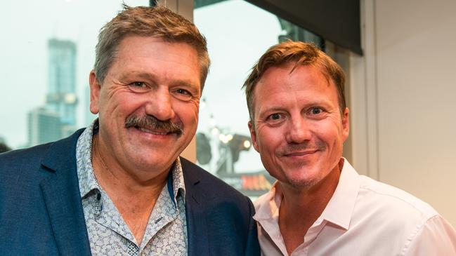 Footy commentators Brian Taylor and James Brayshaw are in quarantine together. Picture: SCA/Supplied