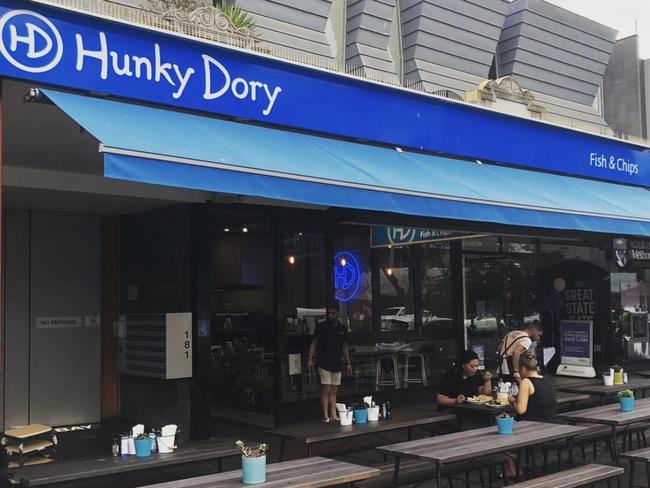 Bay St Hunky Dory fish and chip shop is busy of a Friday evening.