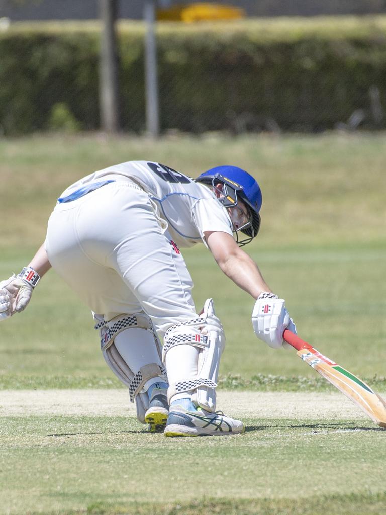 Sam Titterton bats for Wests. Western Districts vs Met Easts, reserve grade cricket. Saturday, November 26, 2022. Picture: Nev Madsen.