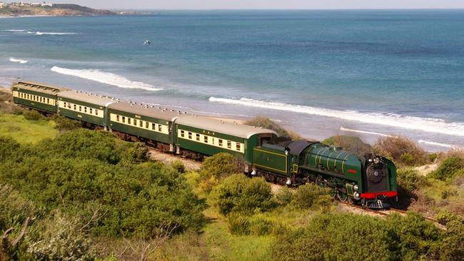 A steam hauled Cockle Train running between Goolwa and Victor Harbor. Picture: SteamRanger Heritage Railway