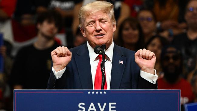 Former US President Donald Trump speaks during a ‘Save America’ rally this week in Anchorage, Alaska. Picture: AFP