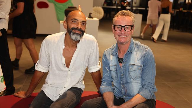 Simon Hoeksma and Vincent Bashford at the SWELL Art Prize at Broadbeach Community Space for Gold Coast at Large. Picture, Portia Large.
