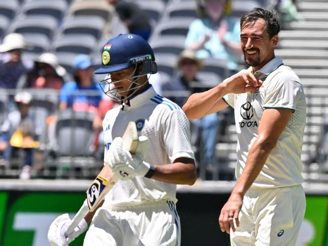 Yashasvi Jaiswal (L) and Mitchell Starc (R) have been engaged in a rolling battle all series. Picture: AFP