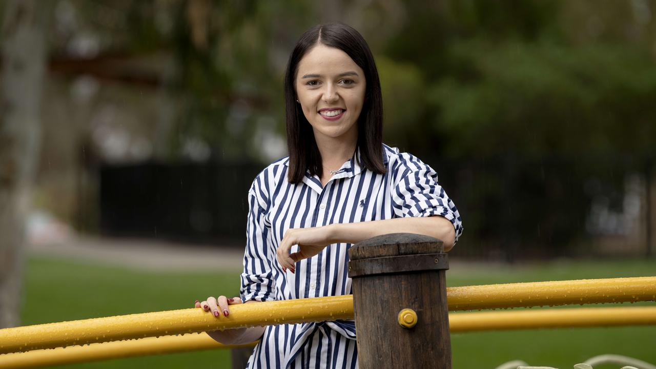 Newland MP Olivia Savvas at Civic Park in Modbury, shortly after her election win. Picture: Naomi Jellicoe