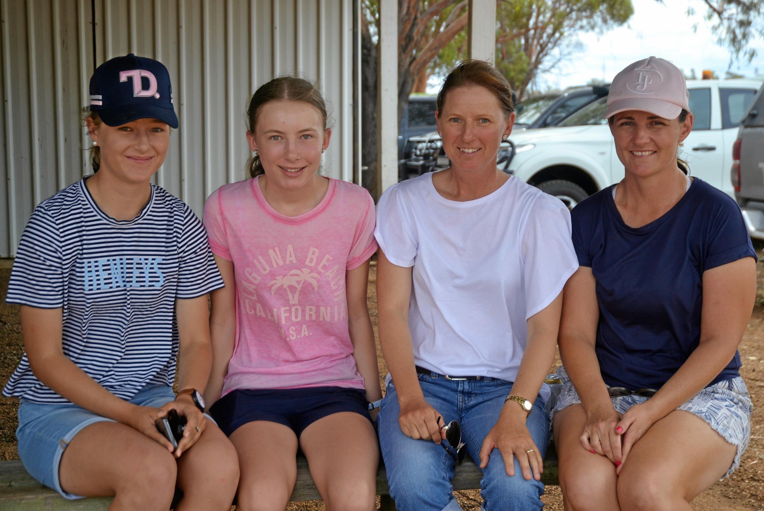 Jaimee, Marnie, and Natalie Clarke with Rebecca Moran at the Dulacca Sports Club annual Bush Beach Volleyball tournament. Picture: Kate McCormack