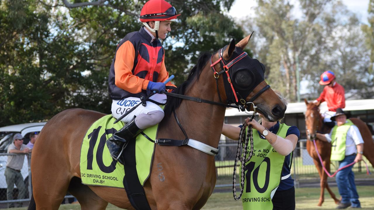 Cecily Eaton Riding Bellice in the Dalby Rugby Races Maiden Plate.