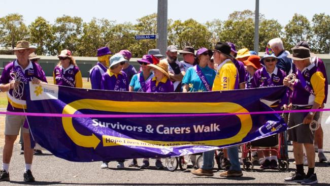 The official cutting of the rope ahead of the first lap at the 2023 Bundaberg Relay for Life.