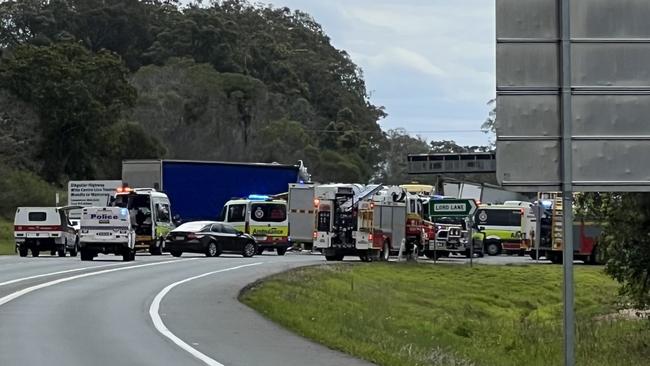 Picture of a serious two vehicle crash on the D'Aguilar Highway at Moodlu on October 5, which left Kadeem Darlow in a coma.