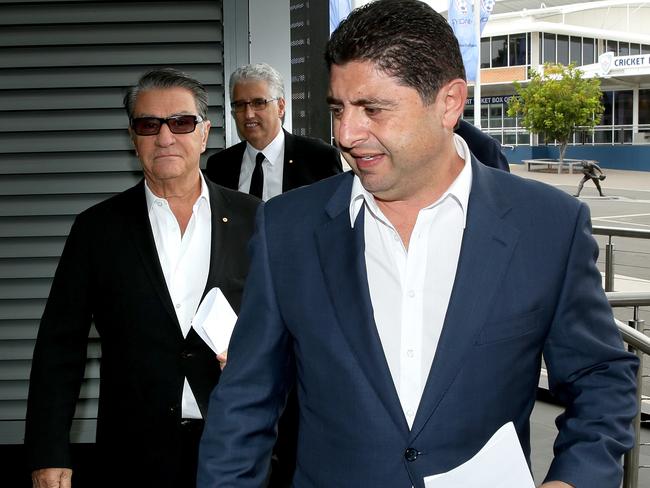 Nick Politis, Nick Pappas and Ray Dib arrive for a meeting with NRL Chairmen. Picture Gregg Porteous