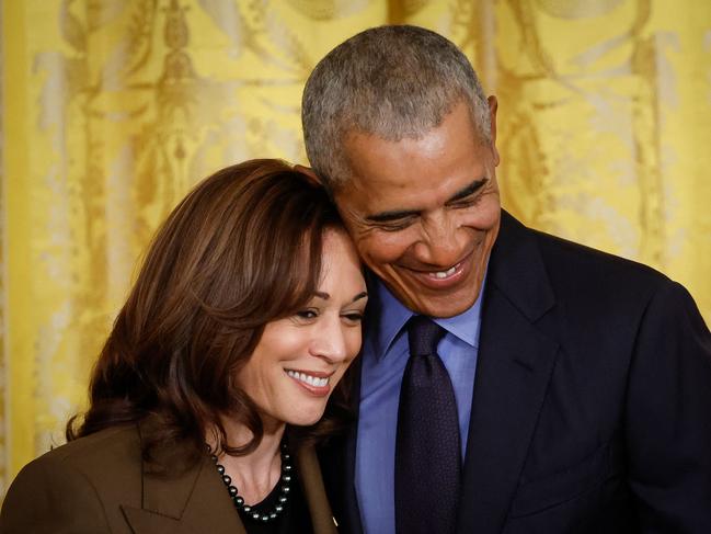 Former President Barack Obama and Kamala Harris in 2010. After a brief delay he gave Harris his endorsement, delivering a major boost to her campaign. Picture: AFP