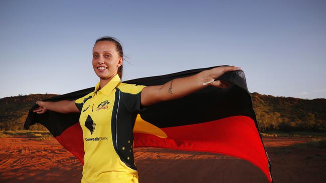 ALICE SPRINGS, AUSTRALIA - FEBRUARY 07: Only the second Indigenous female to play for Australia, Ashleigh Gardner poses for a photo on February 7, 2017 in Alice Springs, Australia. (Photo by Darrian Traynor - CA/Cricket Australia/Getty Images)