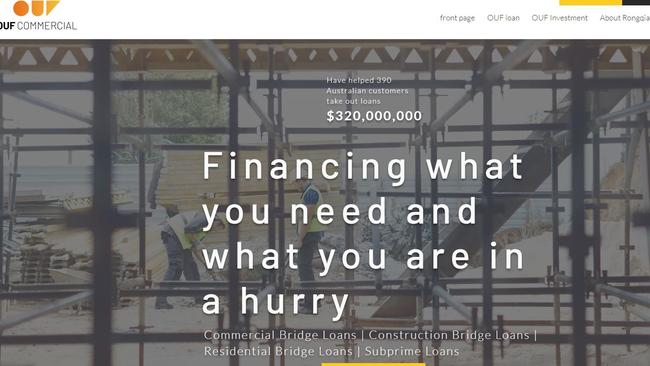 A screenshot from the website of lender OUF Commercial, translated automatically from Chinese, which has a mortgage over the Arundel Hills Golf Club.