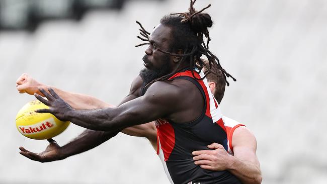 Essendon’s Anthony McDonald-Tipungwuti flies for a mark against Sydney in Round 20 at the MCG. Picture: Michael Klein