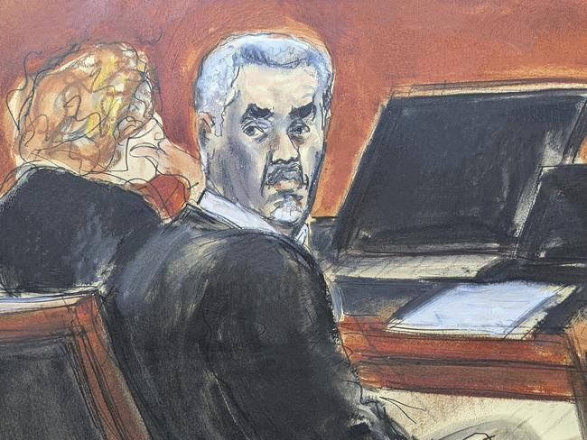 An artist sketch of Sean 'Diddy' Combs in court. Picture: AP
