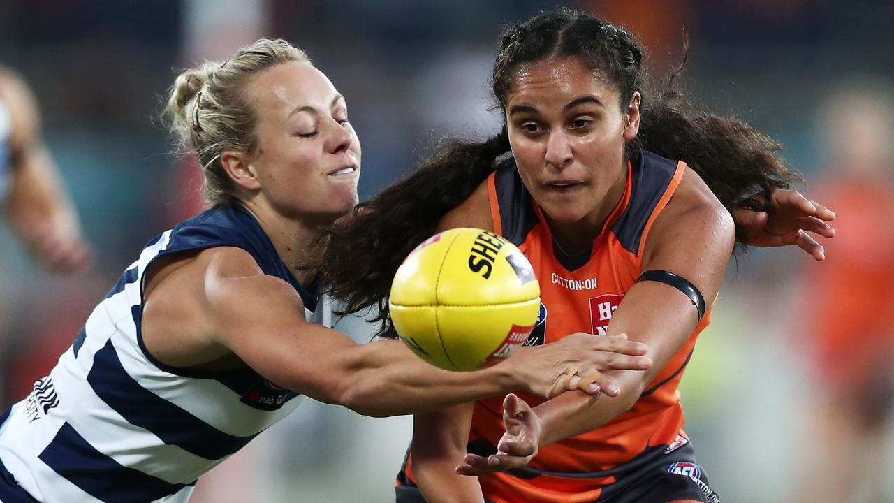 Haneen Zreika kicked her first AFLW goal against Geelong. (Photo by Matt King/Getty Images)