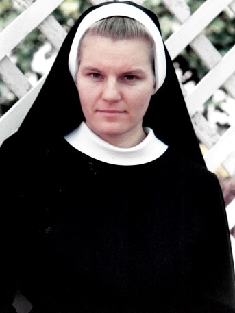 As a novice nun, Helen Whait vowing for one year of poverty, chastity and obedience. Picture: supplied