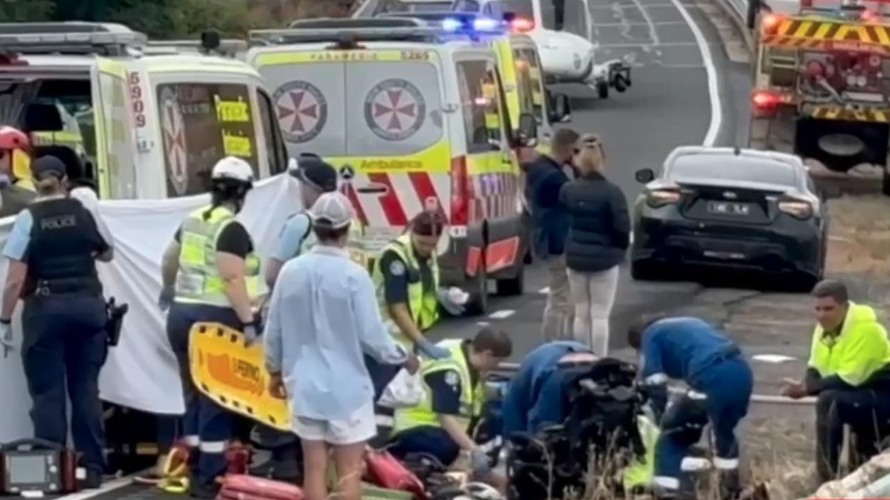 The two adults on-board and five of the six children have been badly injured. Picture: 7News