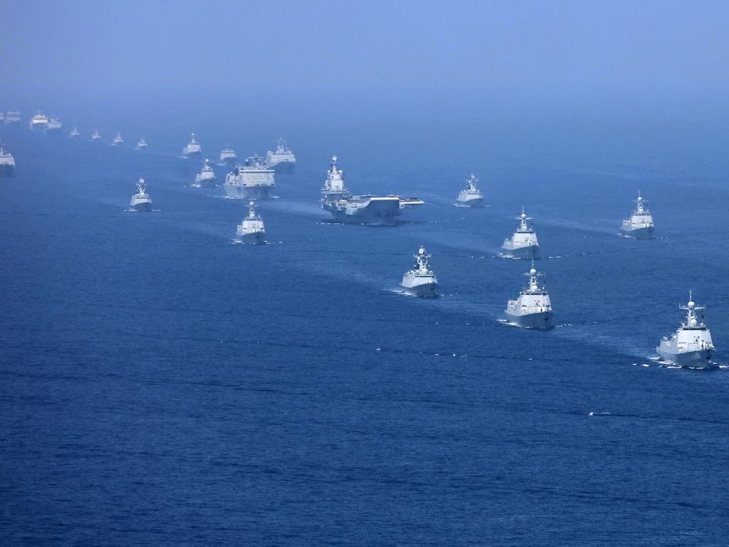 Chinese warships in the disputed South China Sea zone. Picture: Li Gang/Xinhua/AP