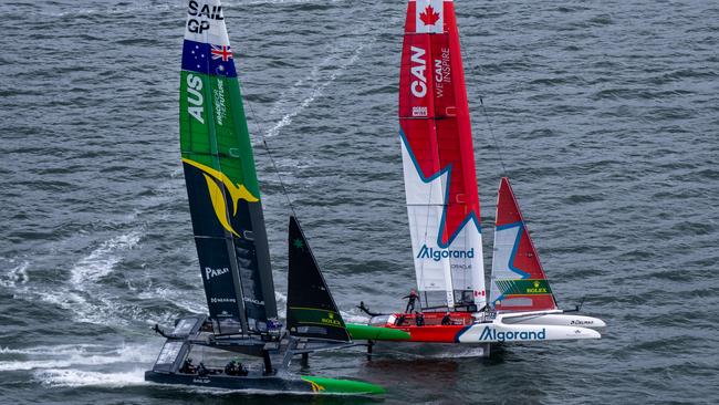 Australia and Canada nearly collided. Photo: Bob Martin for SailGP.