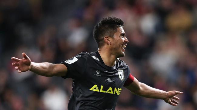 Ulises Davila is all smiles after scoring for Macarthur FC in last year’s Australia Cup final. Picture: Tim Allsop/Getty Images