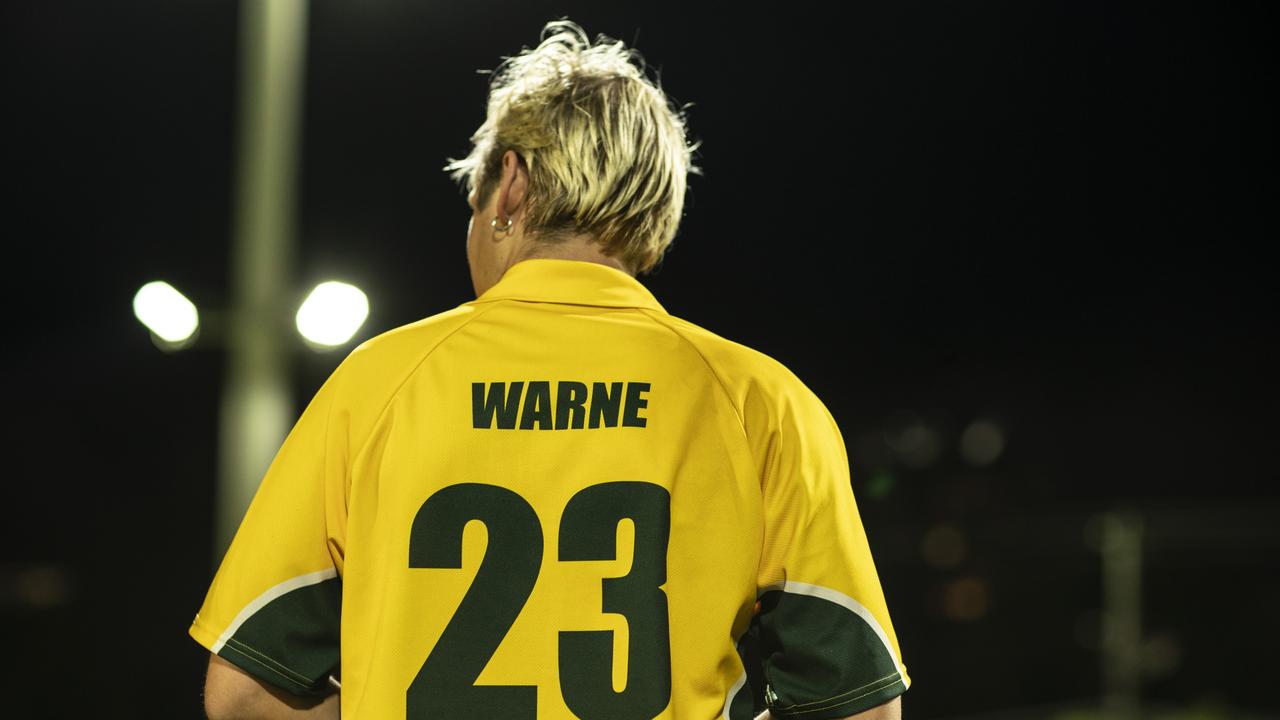 Alex Williams in character as Shane Warne for the Channel 9 telemovie Warnie. Picture: Supplied/Channel 9