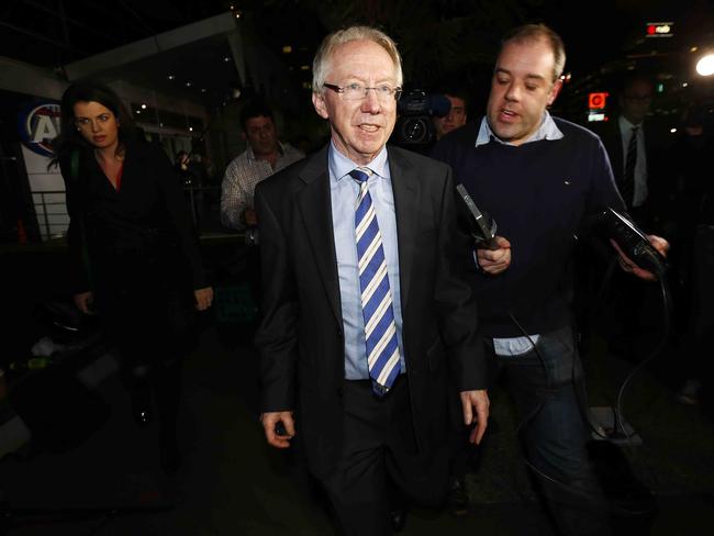 Dr Bruce Reid and his legal team leave am AFL Commission hearing into Essendon’s supplement program in 2013. Picture: Michael Klein