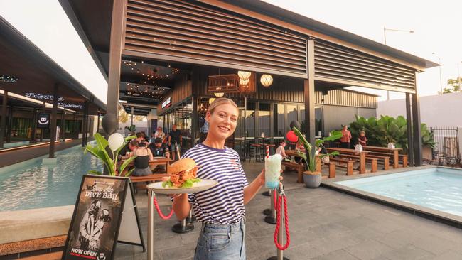 Waiter Ashleigh Blake as The outdoor dining area at Gateway has opened, and there's a new restaurant: Burger Urge. Picture GLENN CAMPBELL