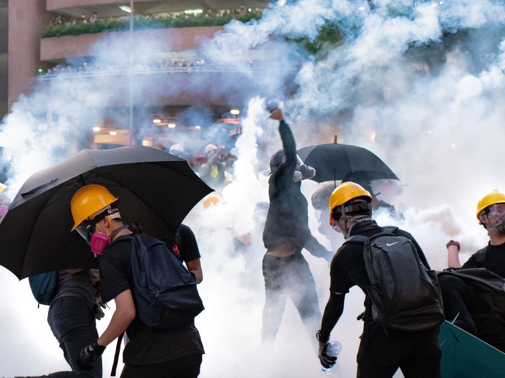 Protesters have been using low-tech methods to outsmart China’s hi-tech attempts to bring them to ‘justice’. Picture: Billy H.C. Kwok/Getty Images