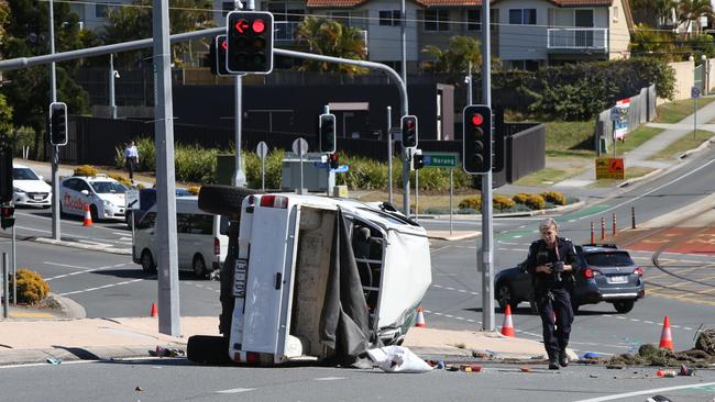 Police investigate the car crash which killed Mr Dreier. Picture Glenn Hampson