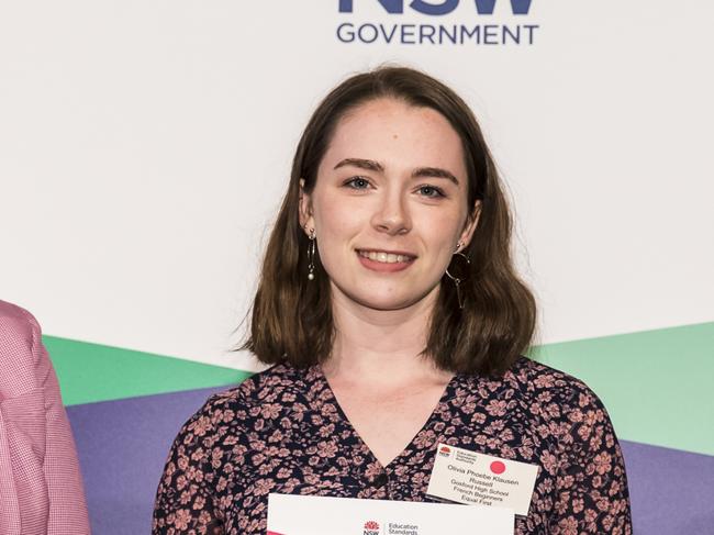 2019 HSC First in Course Ceremony, Olivia Russell from Gosford High School. Photo: Anna Warr