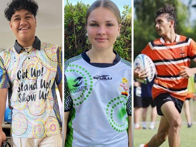 Lance Po Ching, Paige McCourt and Jias Mick are standout NT rugby juniors. Picture: NT Rugby Union