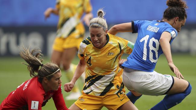 Clare Polkinghorne struggled to get a grip on the Italian attack.