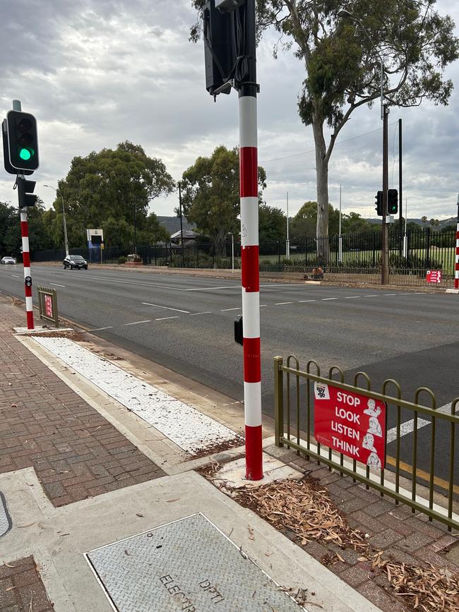 The Kensington Road crossing opposite Marryatville High School, where two teens were hit by a truck last year. Picture: Zayda Dollie