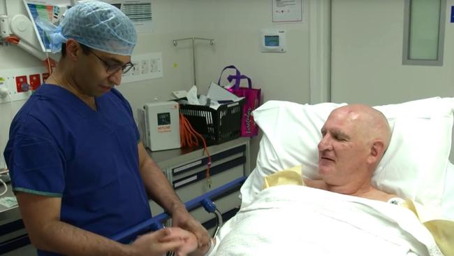 Neurosurgeon Dr Girish Nair with Mark Mickan.