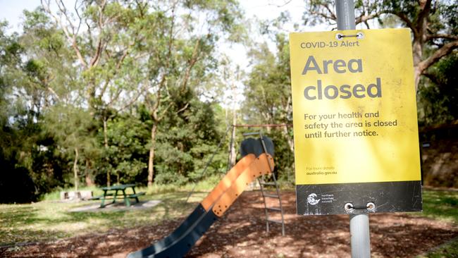 Public parks and playgrounds have been closed on Sydney’s northern beaches due to a COVID outbreak. Picture: NCA NewsWire / Jeremy Piper