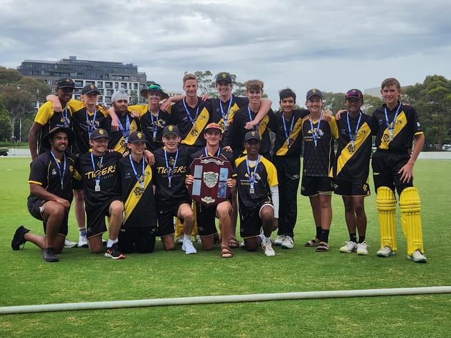 Richmond celebrates its Dowling Shield victory. Picture: Ben Higgins