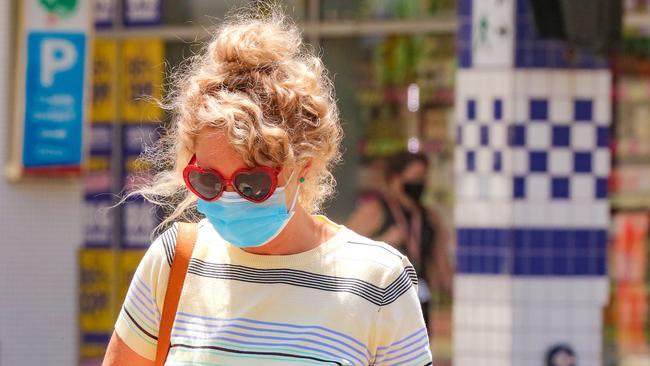 Effective Tuesday, a mask mandate is in place until 6pm Monday, 22 November 2021 across the Northern Territory. Picture: Glenn Campbell